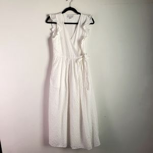 & Other Stories Eyelet Cotton Dobby Midi Wrap Dress Women's 4 White Cottagecore